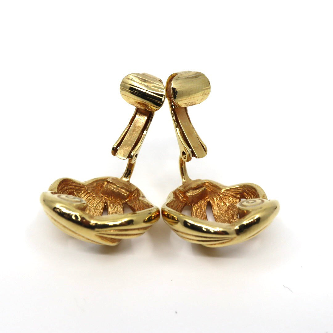 美品 ヴィンテージ Christian Dior クリスチャンディオール イヤリング ゴールドカラー クリップ式 ロゴ アクセサリー ジュエリー レディース I8