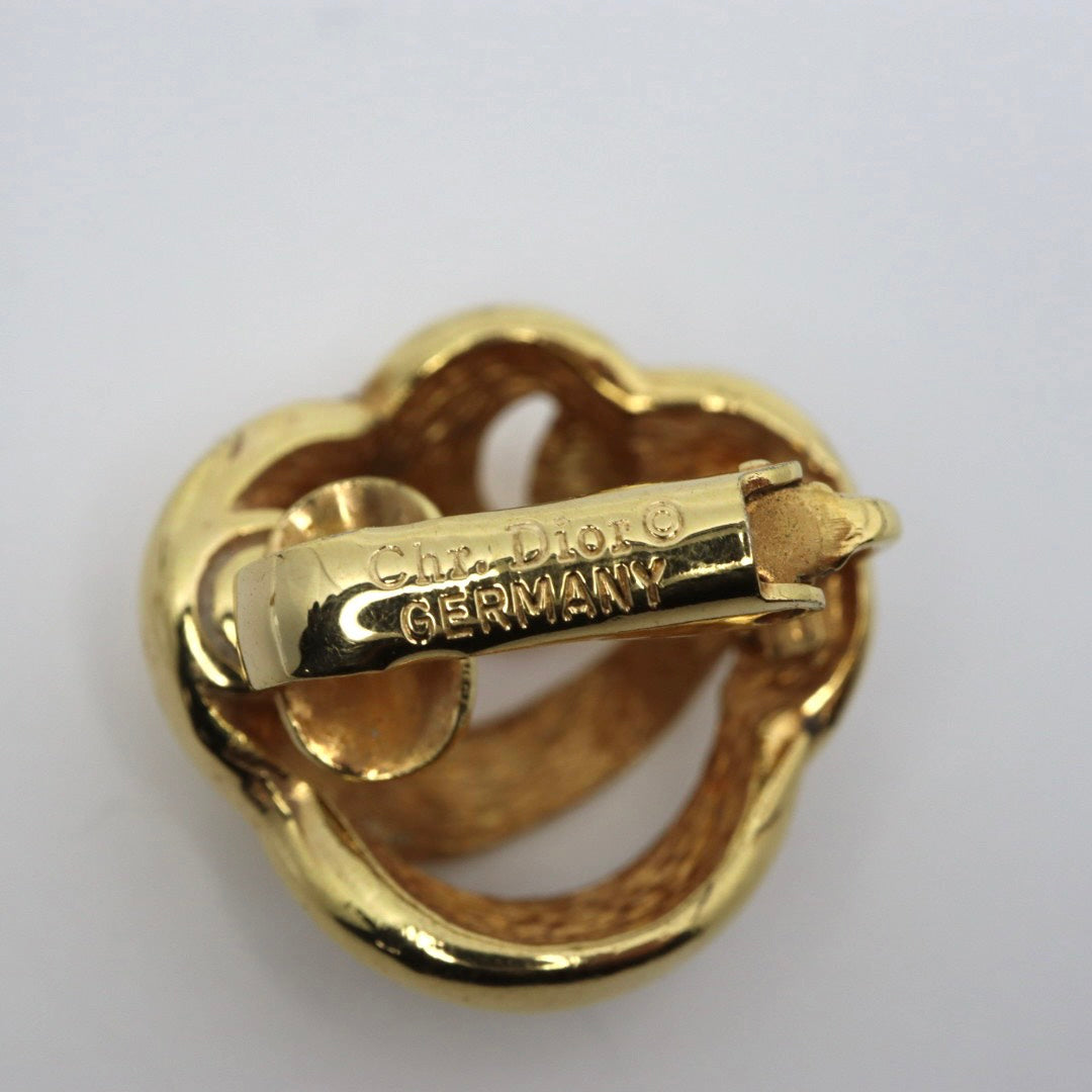 美品 ヴィンテージ Christian Dior クリスチャンディオール イヤリング ゴールドカラー クリップ式 ロゴ アクセサリー ジュエリー レディース I8