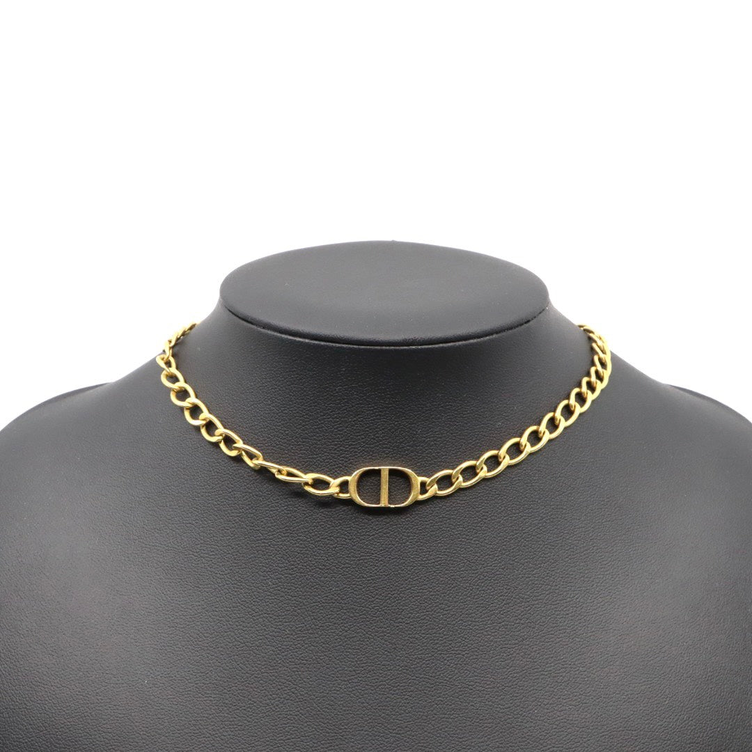 極美品 Christian Dior クリスチャンディオール ネックレス チョーカー チェーン Petit CD CDロゴ ゴールドカラー ヴィンテージ ジュエリー アクセサリー レディース I8