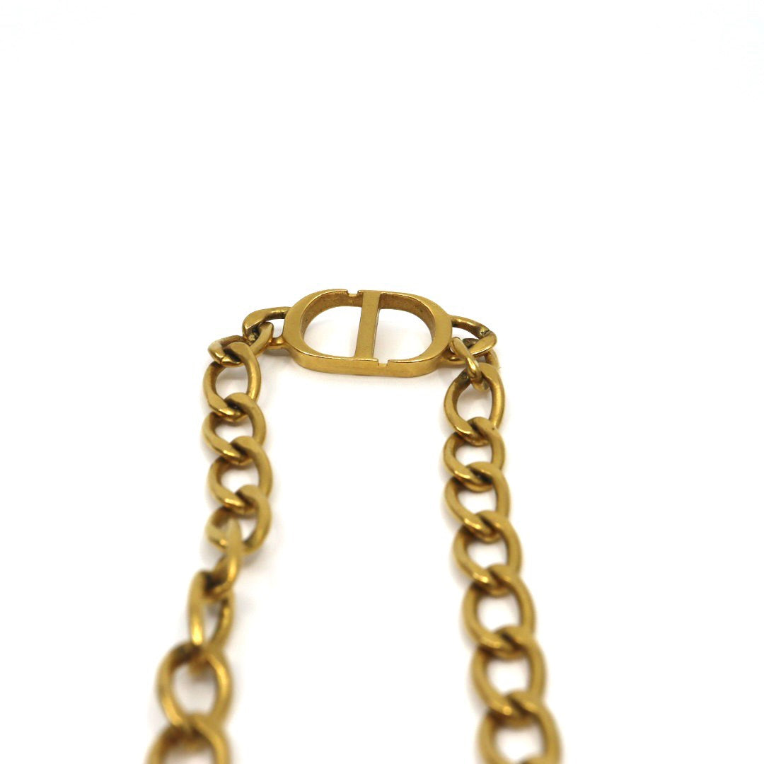 極美品 Christian Dior クリスチャンディオール ネックレス チョーカー チェーン Petit CD CDロゴ ゴールドカラー ヴィンテージ ジュエリー アクセサリー レディース I8