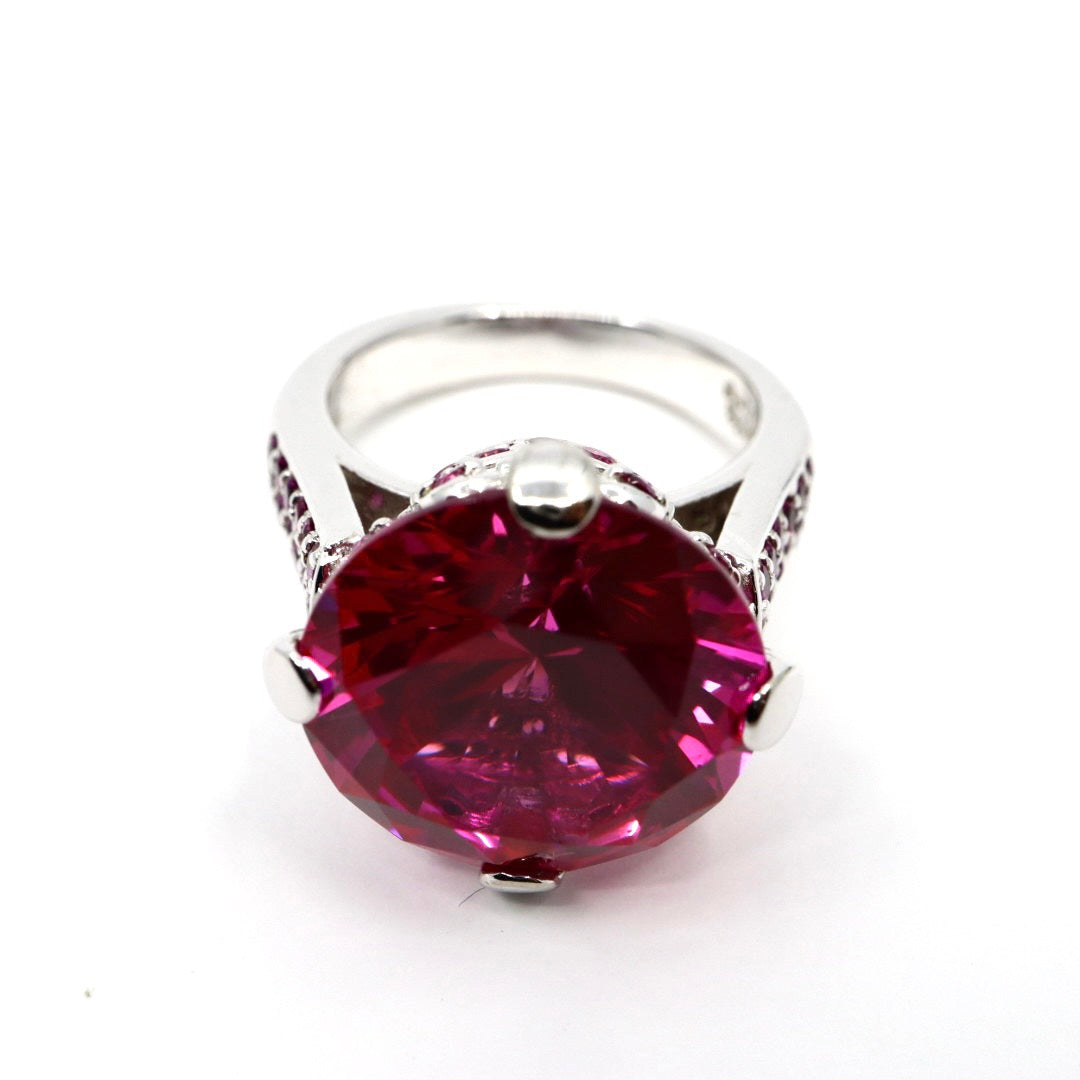 美品 ジャスティンデイビス Justin Davis 指輪 リング カラーストーン ピンクストーン シルバー SV925 クラウン ジュエリー アクセサリー レディース I8