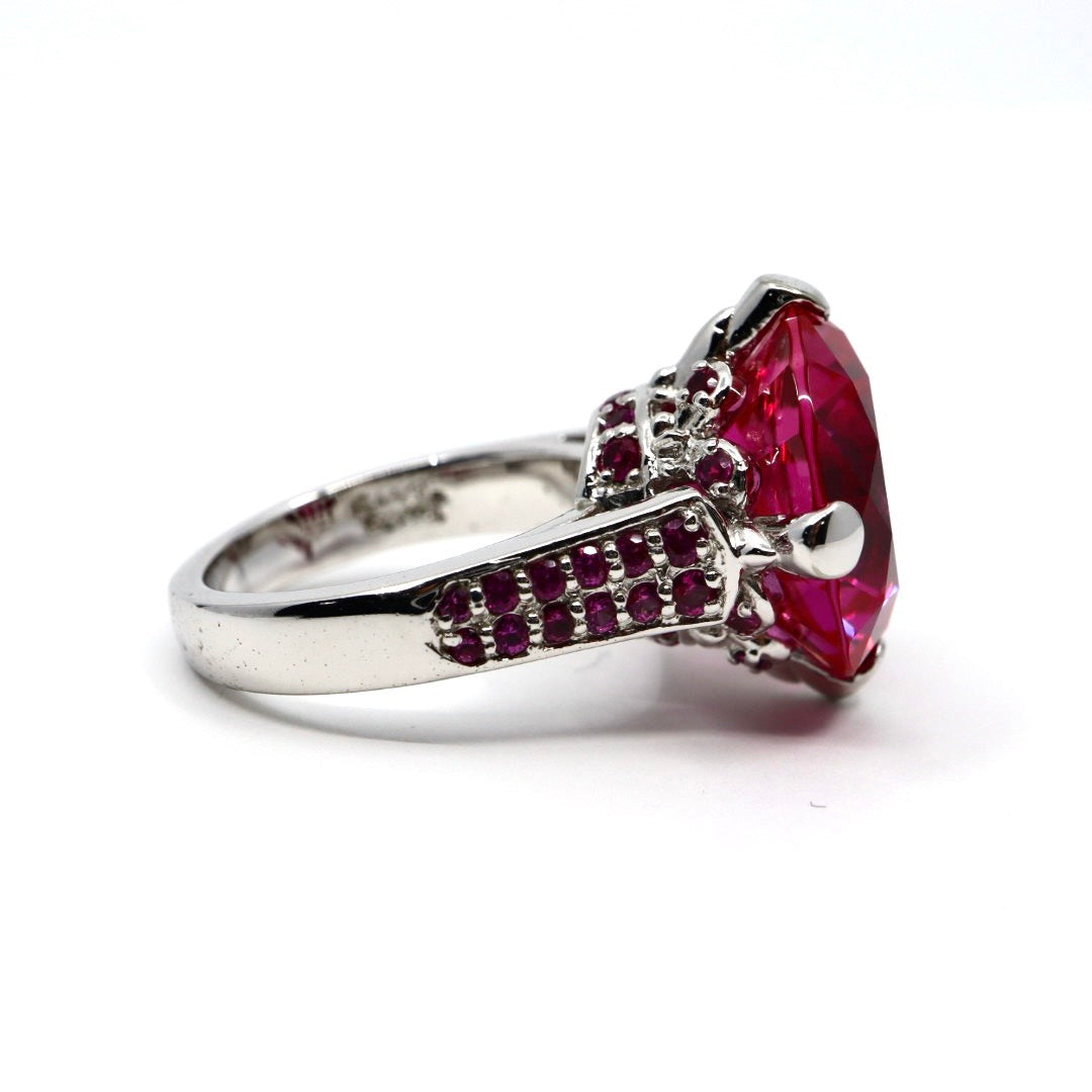 美品 ジャスティンデイビス Justin Davis 指輪 リング カラーストーン ピンクストーン シルバー SV925 クラウン ジュエリー アクセサリー レディース I8