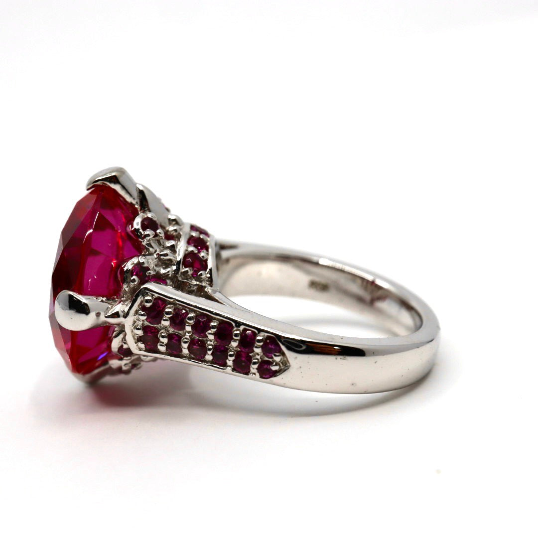 美品 ジャスティンデイビス Justin Davis 指輪 リング カラーストーン ピンクストーン シルバー SV925 クラウン ジュエリー アクセサリー レディース I8