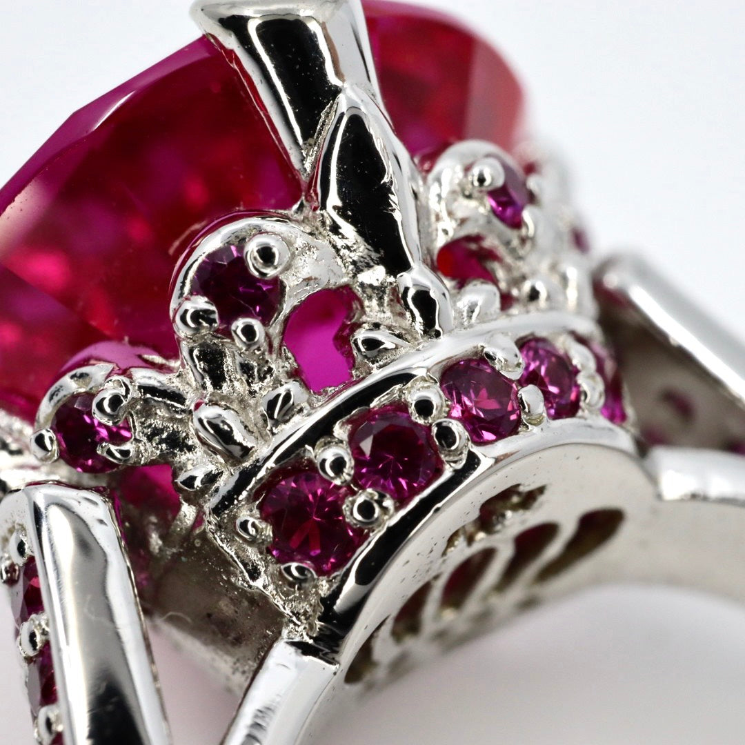 美品 ジャスティンデイビス Justin Davis 指輪 リング カラーストーン ピンクストーン シルバー SV925 クラウン ジュエリー アクセサリー レディース I8