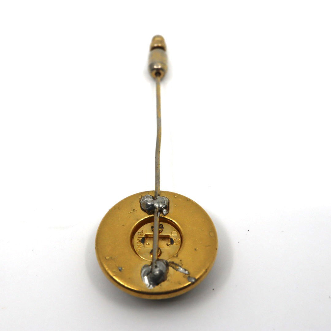 シャネル CHANEL ココマーク ラペルピン タイピン ブローチ ゴールド 金 ブラック 黒 ロゴ刻印 ヴィンテージ アクセサリー I8