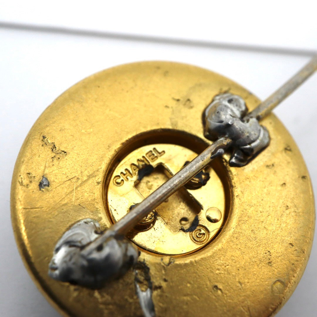 シャネル CHANEL ココマーク ラペルピン タイピン ブローチ ゴールド 金 ブラック 黒 ロゴ刻印 ヴィンテージ アクセサリー I8