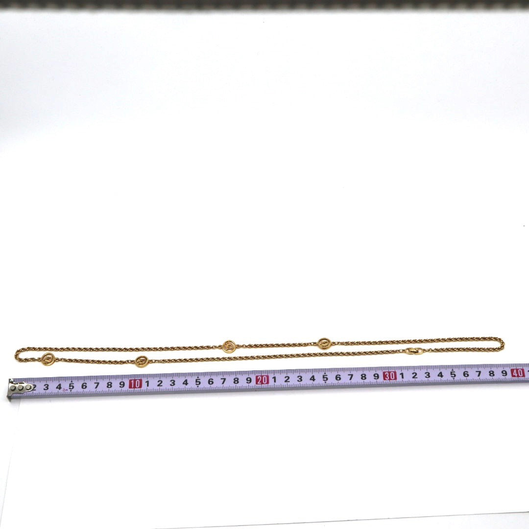 美品 クリスチャン ディオール Christian Dior ロゴネックレス ロゴメダル チェーンネックレス ロングチェーン ゴールド ヴィンテージ アクセサリー レディース I8