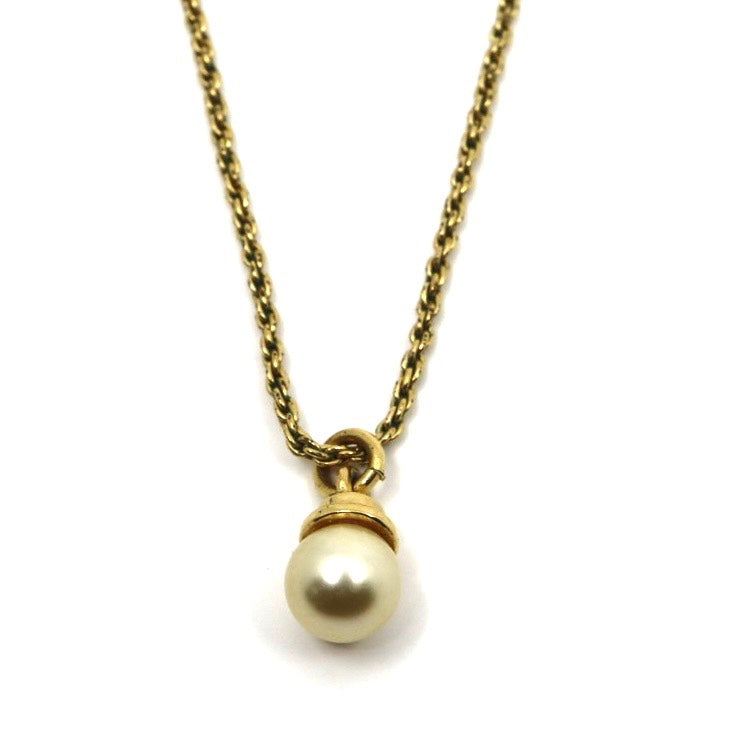 クリスチャン ディオール Christian Dior パールチャーム ネックレス ゴールド CDロゴ ヴィンテージ アクセサリー I8