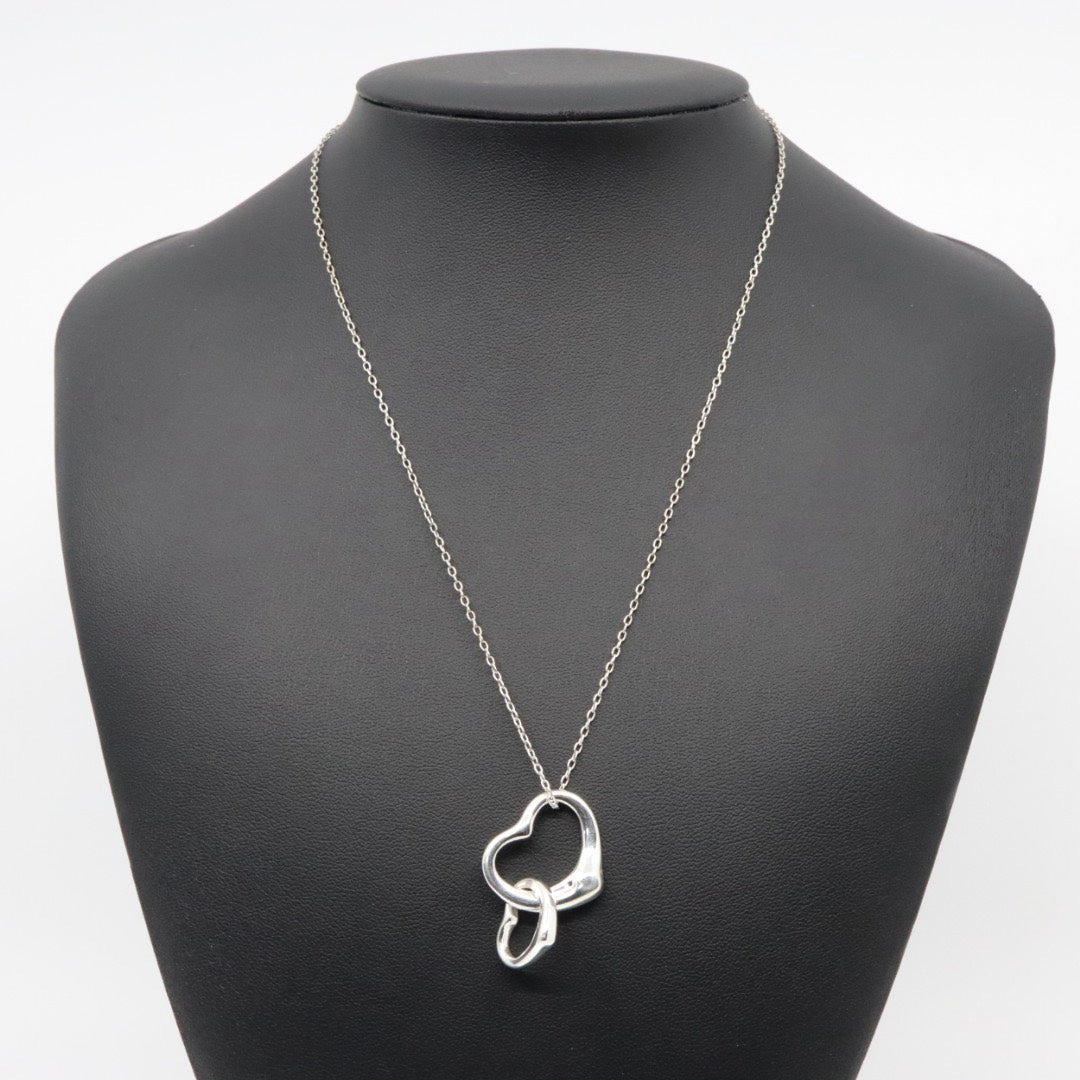 【美品】TIFFANY&Co. ティファニー ダブルオープンハート ネックレス エルサ・ペレッティ シルバー925 ペンダント アクセサリー レディース I2
