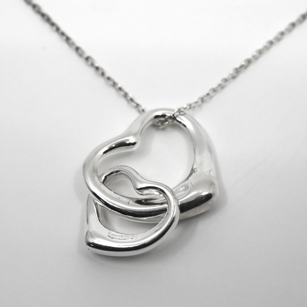 【美品】TIFFANY&Co. ティファニー ダブルオープンハート ネックレス エルサ・ペレッティ シルバー925 ペンダント アクセサリー レディース I2