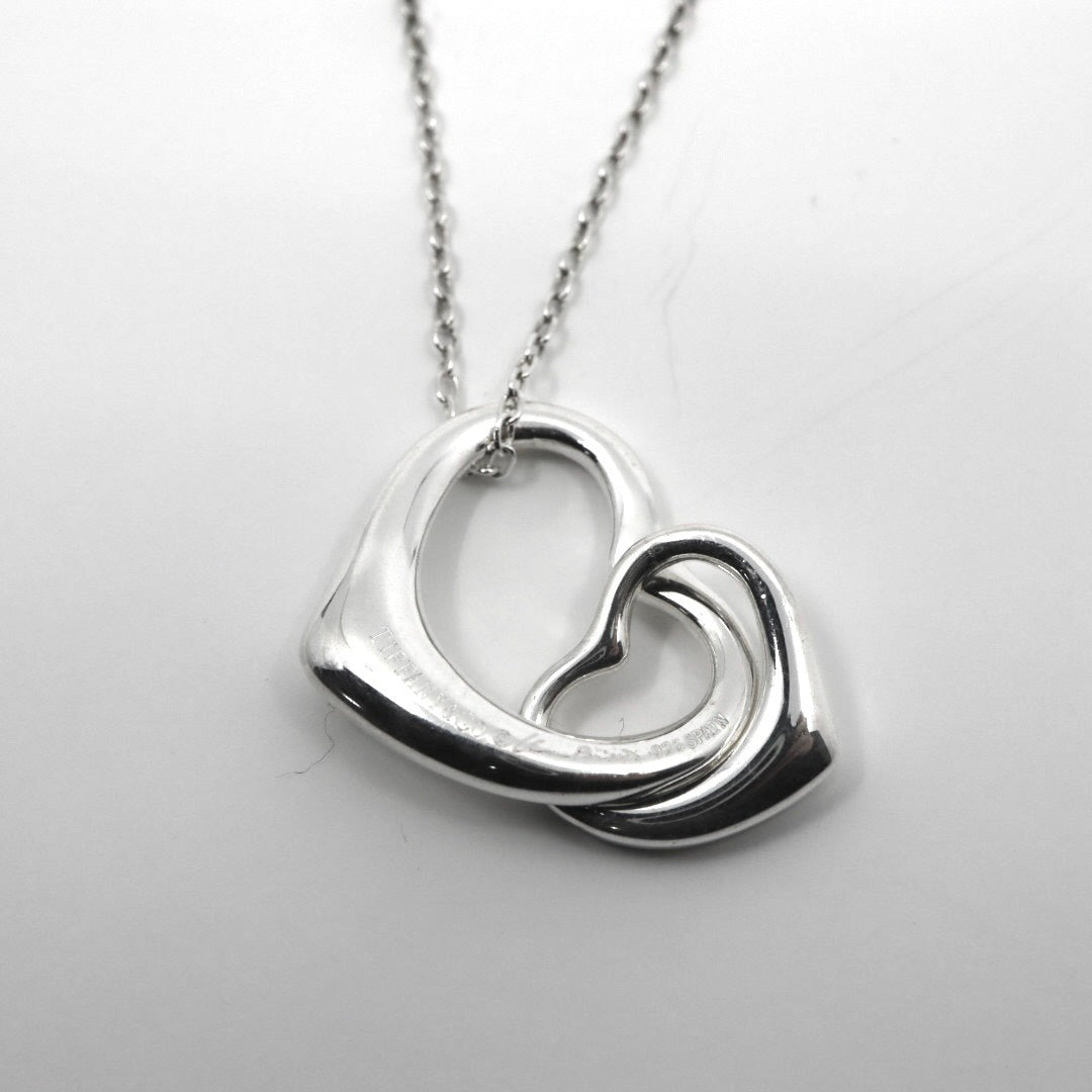 【美品】TIFFANY&Co. ティファニー ダブルオープンハート ネックレス エルサ・ペレッティ シルバー925 ペンダント アクセサリー レディース I2