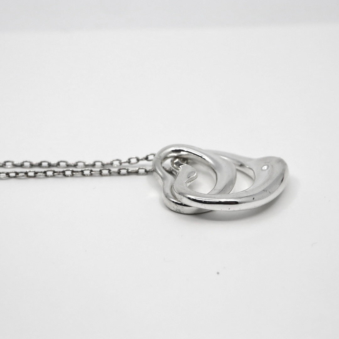 【美品】TIFFANY&Co. ティファニー ダブルオープンハート ネックレス エルサ・ペレッティ シルバー925 ペンダント アクセサリー レディース I2