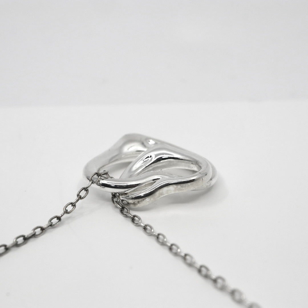 【美品】TIFFANY&Co. ティファニー ダブルオープンハート ネックレス エルサ・ペレッティ シルバー925 ペンダント アクセサリー レディース I2