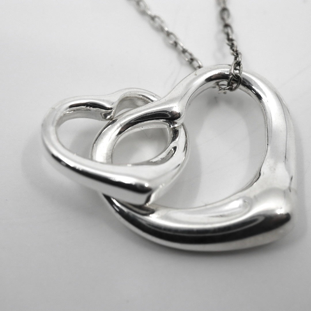 【美品】TIFFANY&Co. ティファニー ダブルオープンハート ネックレス エルサ・ペレッティ シルバー925 ペンダント アクセサリー レディース I2