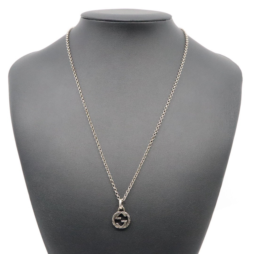 【美品】GUCCI グッチ アラベスク ネックレス インターロッキングG ペンダント シルバー925 スターリングシルバー アクセサリー ジュエリー メンズ レディース I2