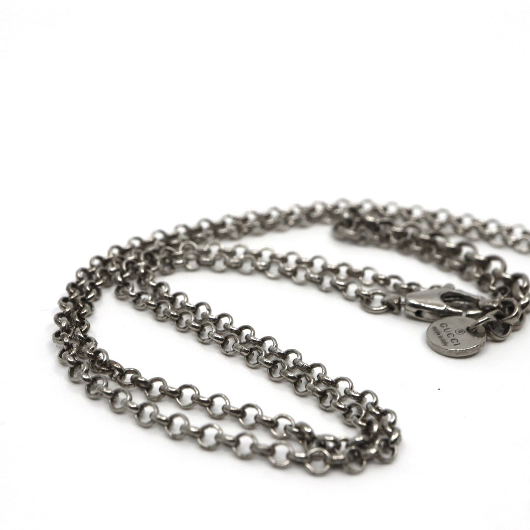 【美品】GUCCI グッチ アラベスク ネックレス インターロッキングG ペンダント シルバー925 スターリングシルバー アクセサリー ジュエリー メンズ レディース I2