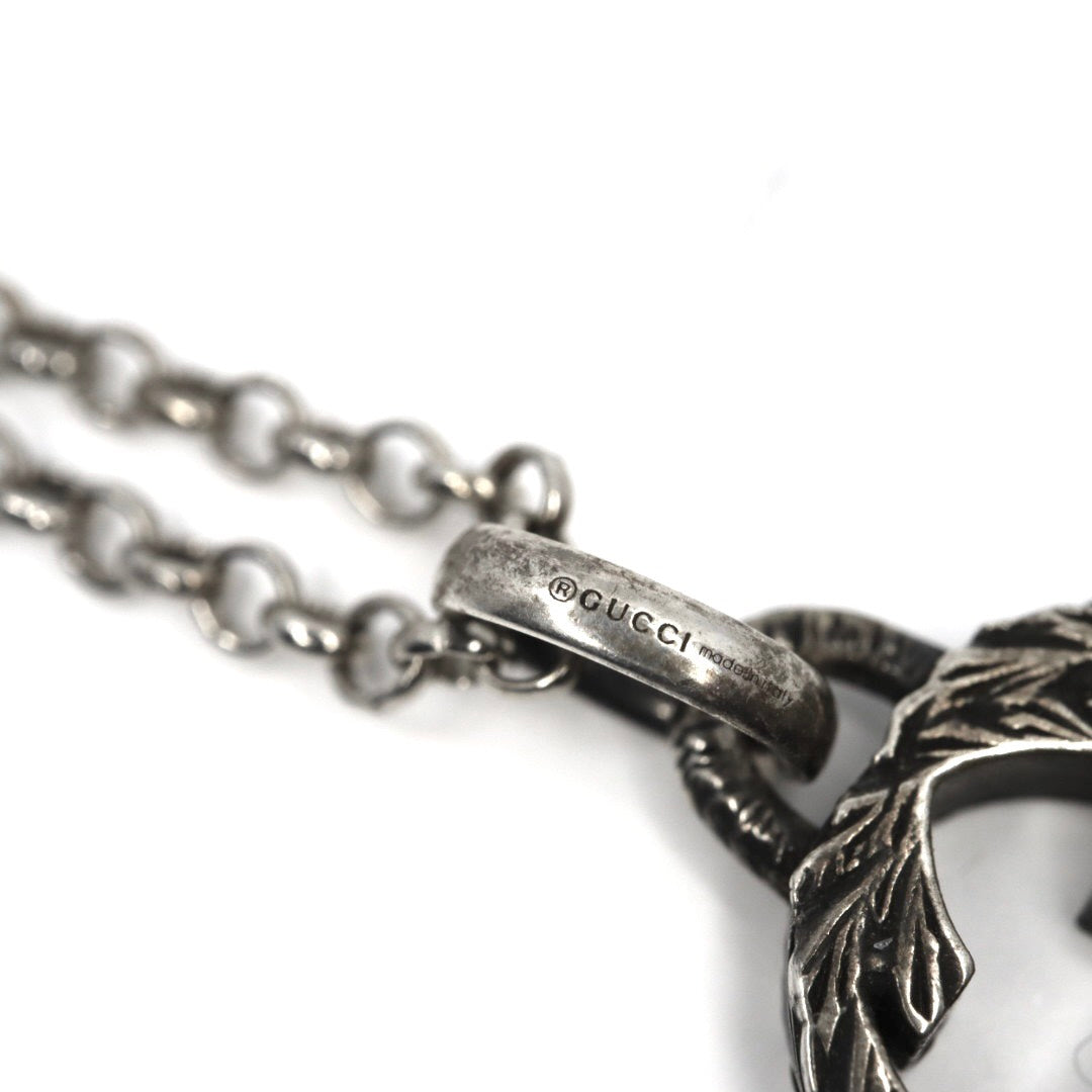 【美品】GUCCI グッチ アラベスク ネックレス インターロッキングG ペンダント シルバー925 スターリングシルバー アクセサリー ジュエリー メンズ レディース I2