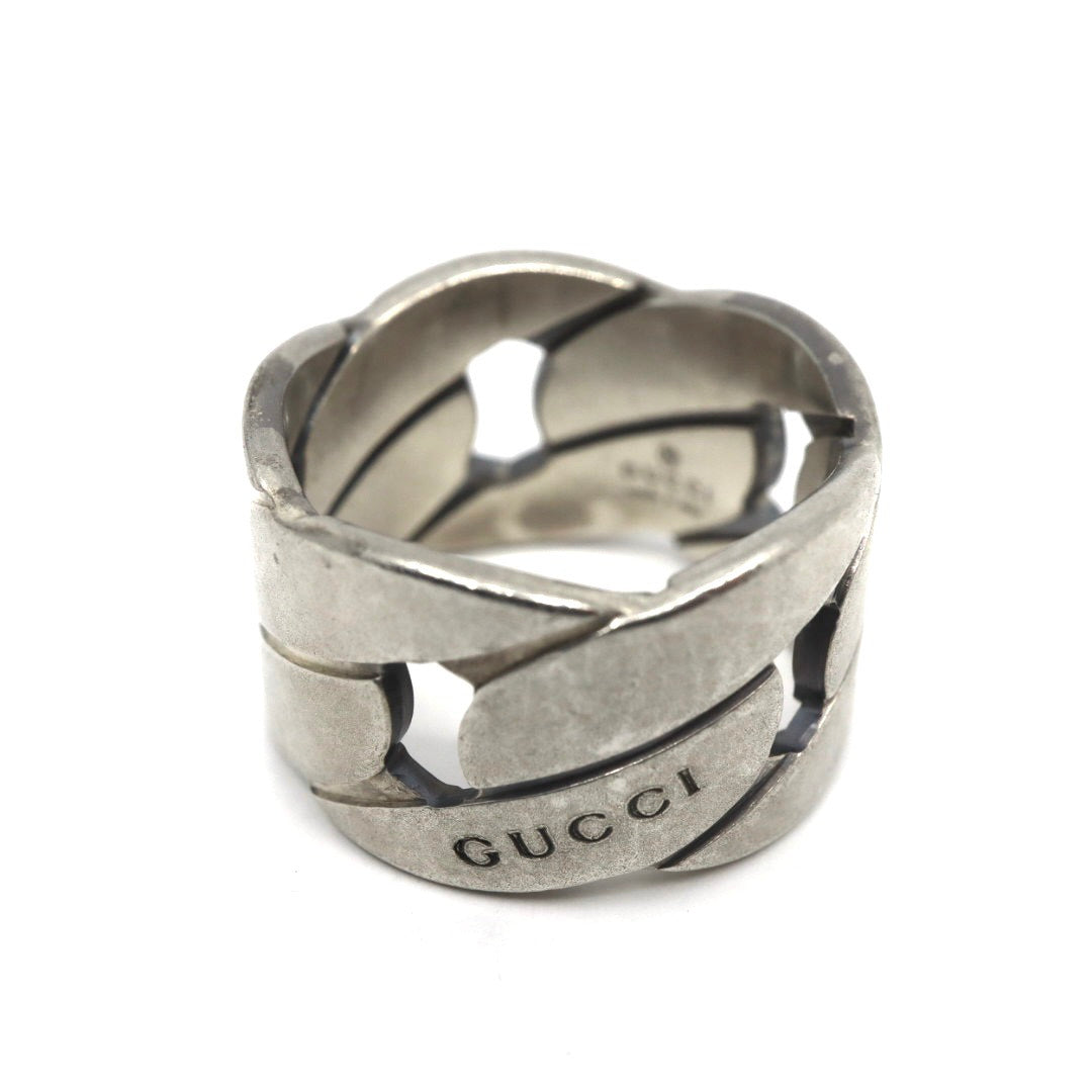 GUCCI グッチ チェーンモチーフ ワイドリング 指輪 11号 シルバー925 スターリングシルバー アクセサリー ジュエリー メンズ レディース I2