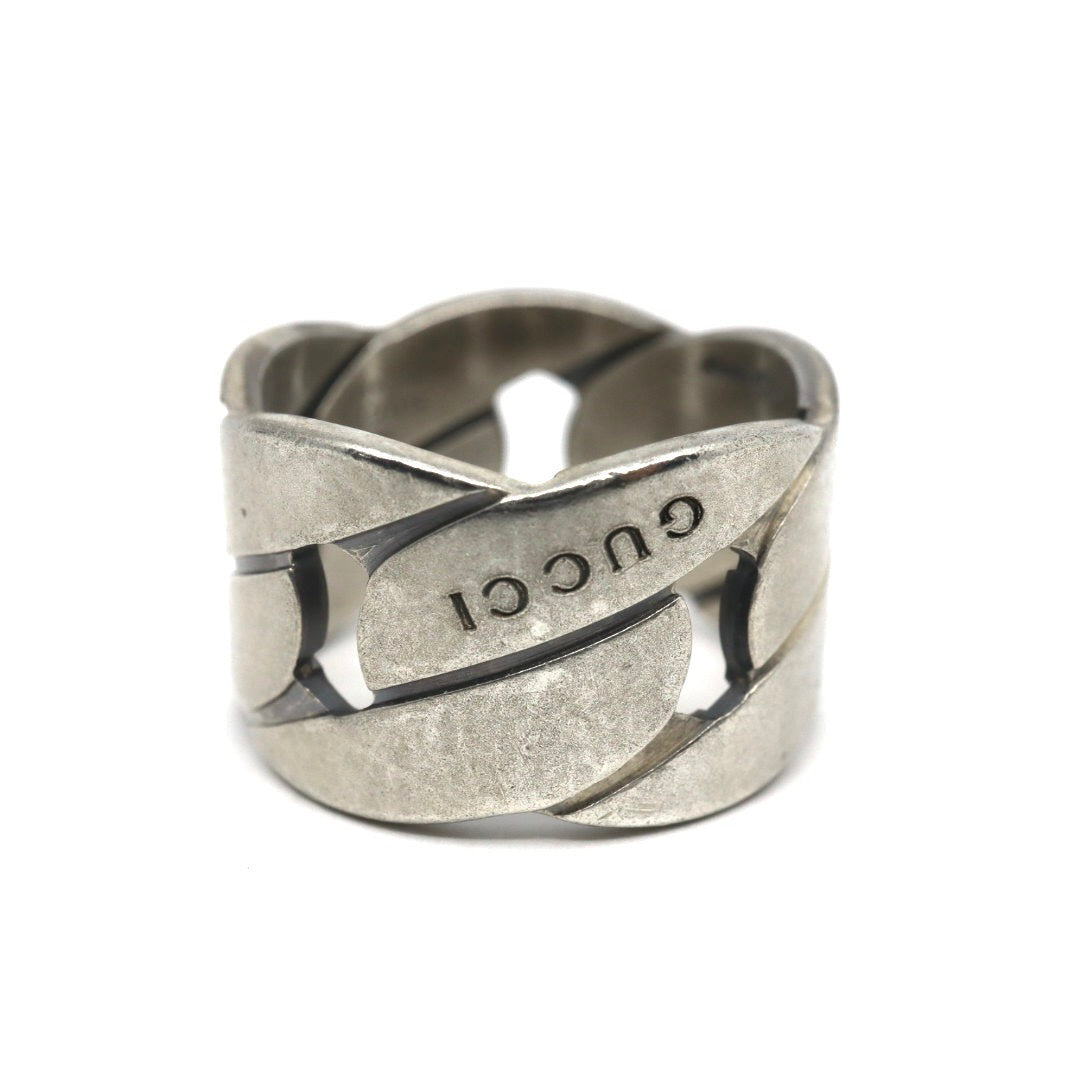 GUCCI グッチ チェーンモチーフ ワイドリング 指輪 11号 シルバー925 スターリングシルバー アクセサリー ジュエリー メンズ レディース I2