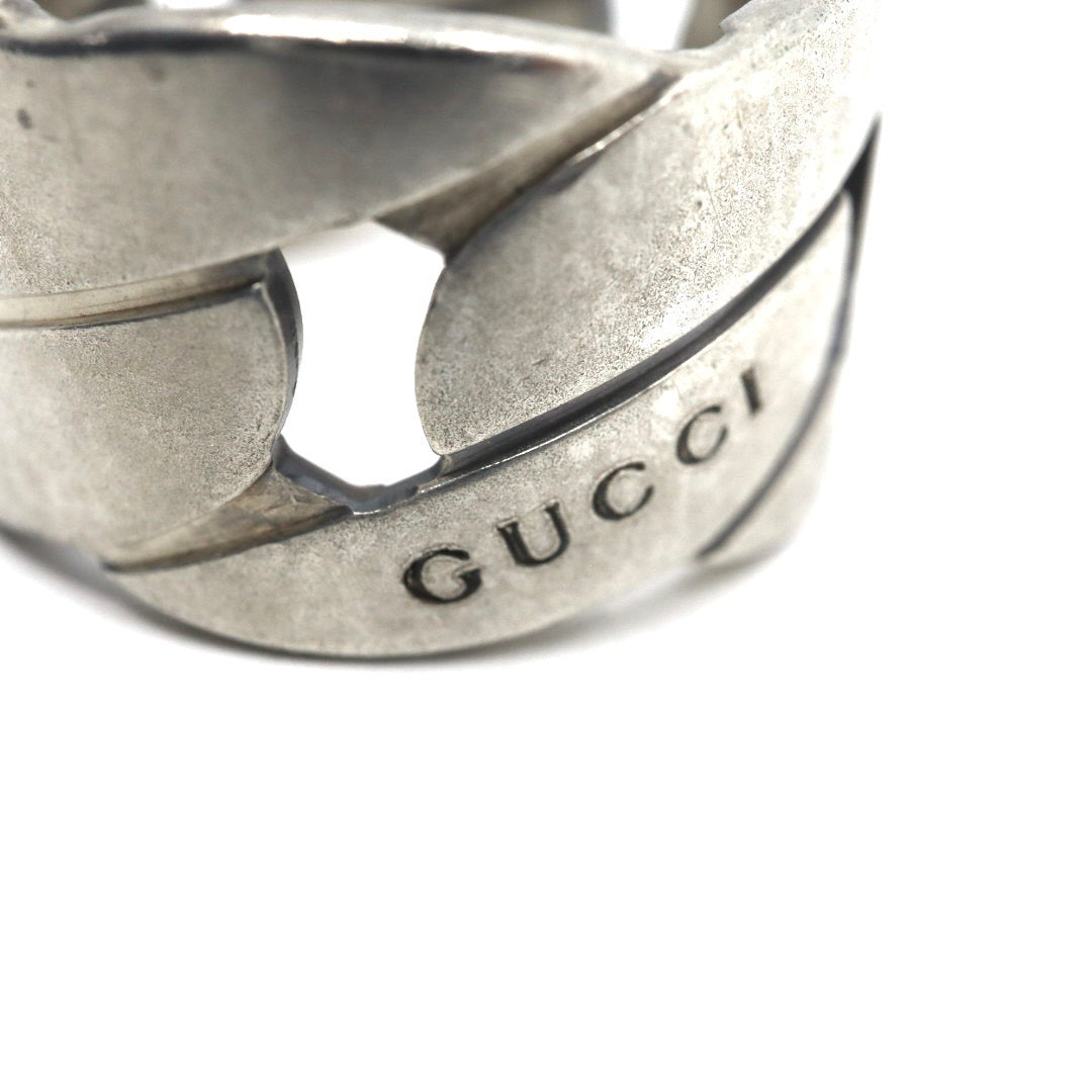 GUCCI グッチ チェーンモチーフ ワイドリング 指輪 11号 シルバー925 スターリングシルバー アクセサリー ジュエリー メンズ レディース I2
