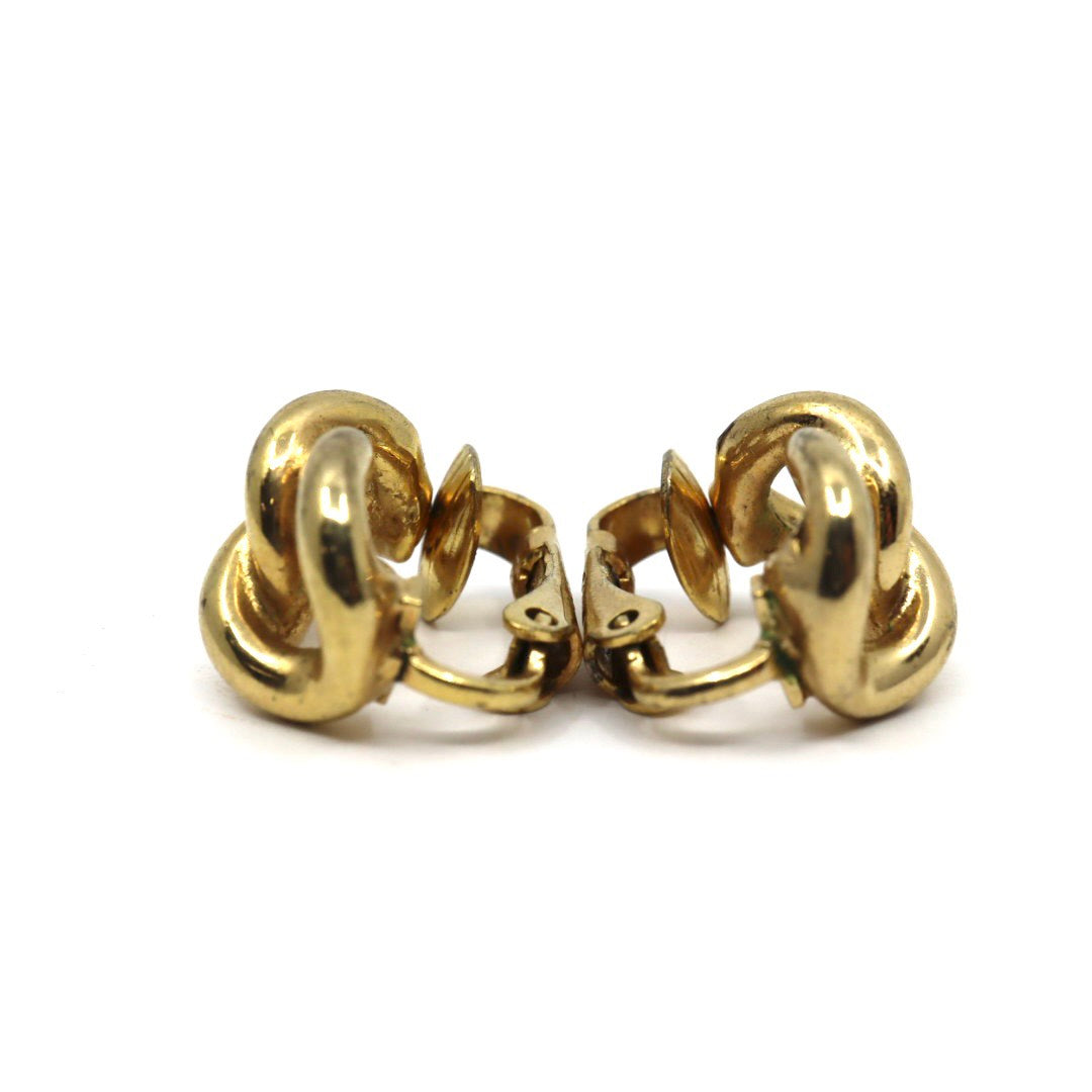 【美品】Christian Dior クリスチャンディオール チェーンモチーフ イヤリング ゴールドカラー GP ヴィンテージジュエリー アクセサリー レディース I4