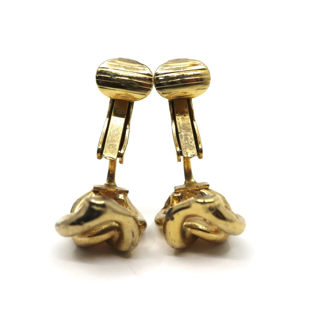 【美品】Christian Dior クリスチャンディオール チェーンモチーフ イヤリング ゴールドカラー GP ヴィンテージジュエリー アクセサリー レディース I4