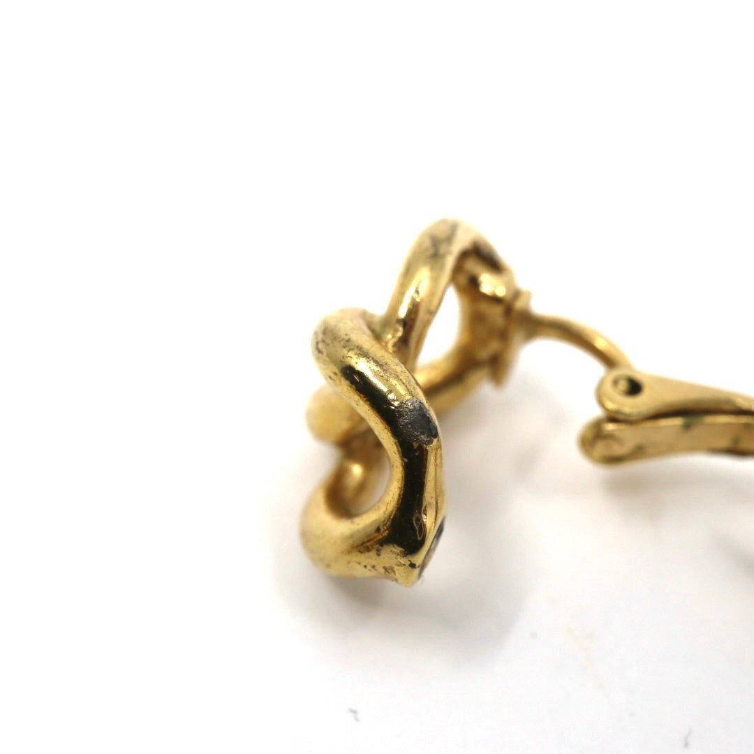 【美品】Christian Dior クリスチャンディオール チェーンモチーフ イヤリング ゴールドカラー GP ヴィンテージジュエリー アクセサリー レディース I4