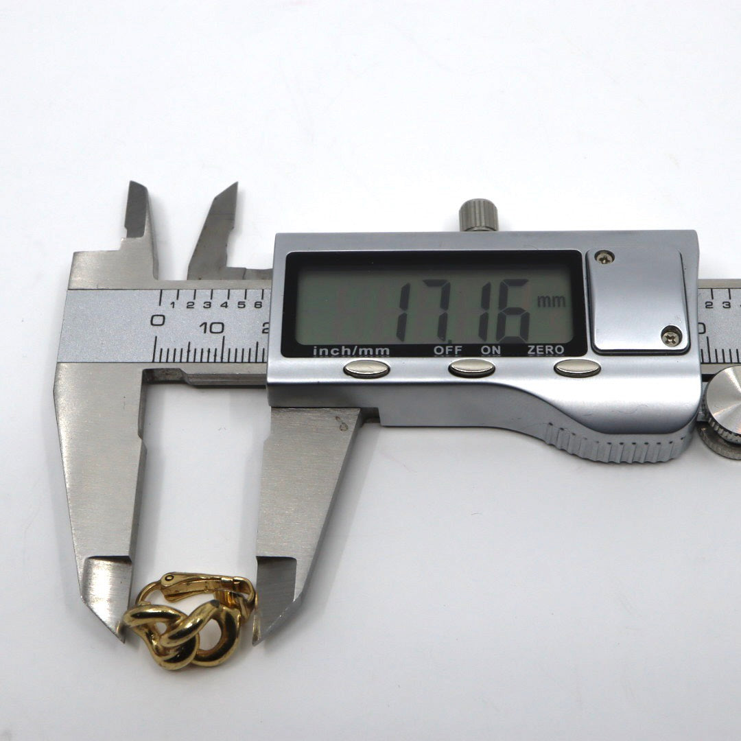 【美品】Christian Dior クリスチャンディオール チェーンモチーフ イヤリング ゴールドカラー GP ヴィンテージジュエリー アクセサリー レディース I4