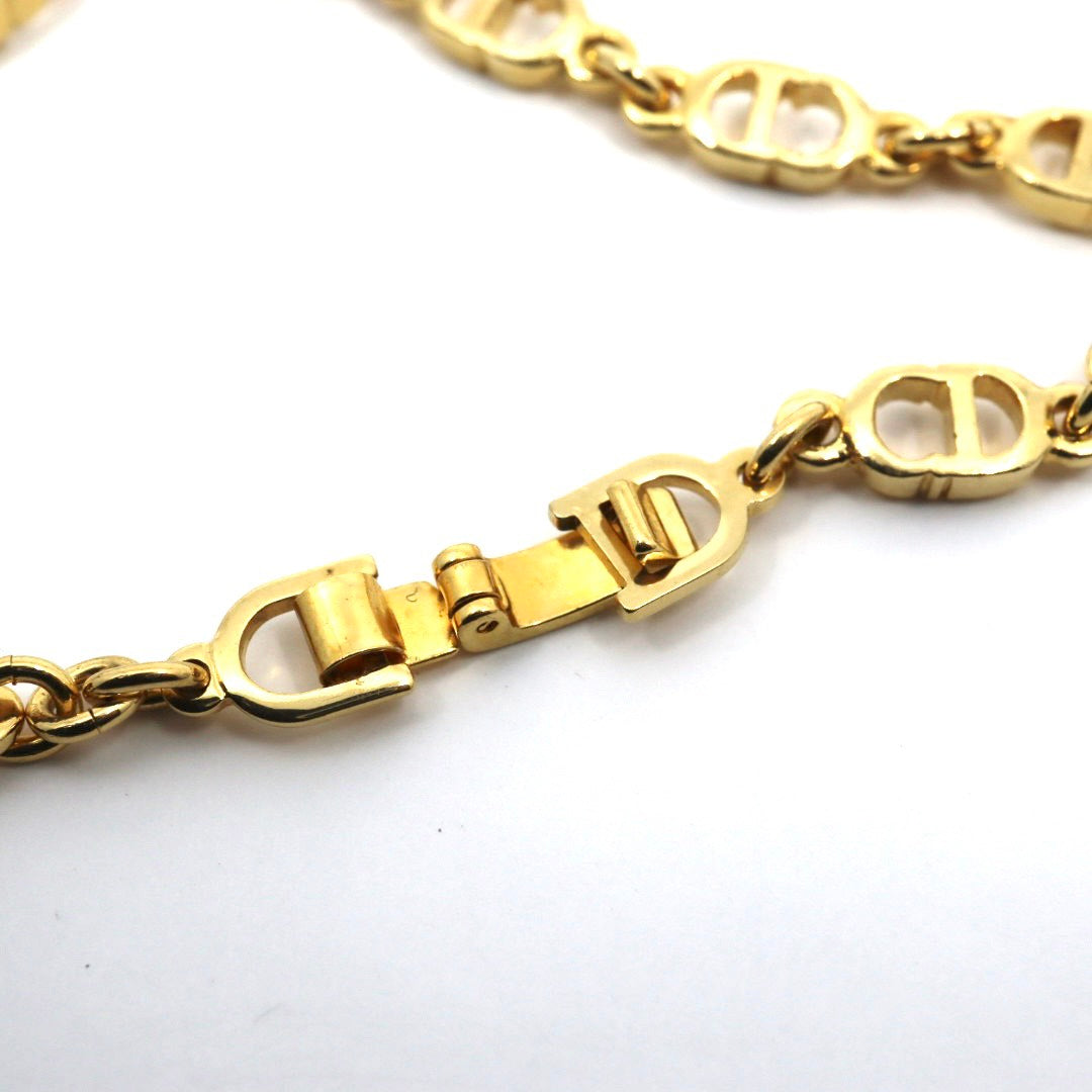 【美品】Christian Dior クリスチャンディオール CDロゴ ブレスレット ゴールドカラー GP ヴィンテージジュエリー アクセサリー レディース I4