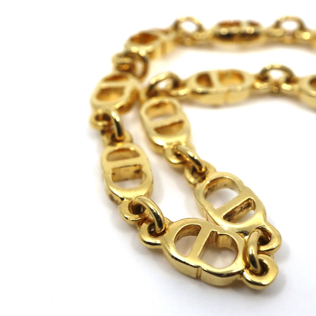 【美品】Christian Dior クリスチャンディオール CDロゴ ブレスレット ゴールドカラー GP ヴィンテージジュエリー アクセサリー レディース I4