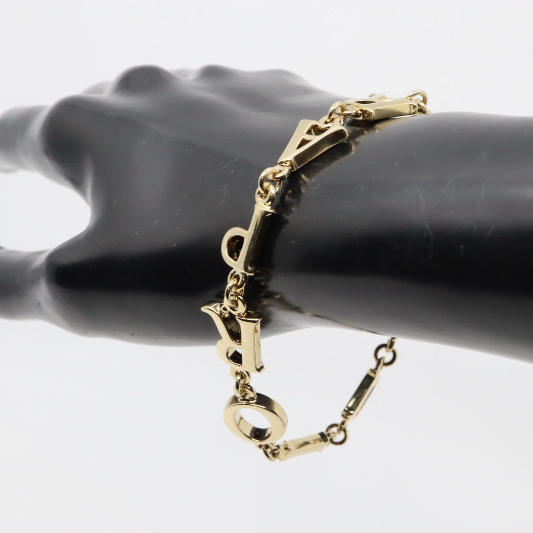 【美品】Christian Dior クリスチャンディオール DIOR PARISロゴ ブレスレット ゴールドカラー GP ヴィンテージジュエリー アクセサリー レディース I4