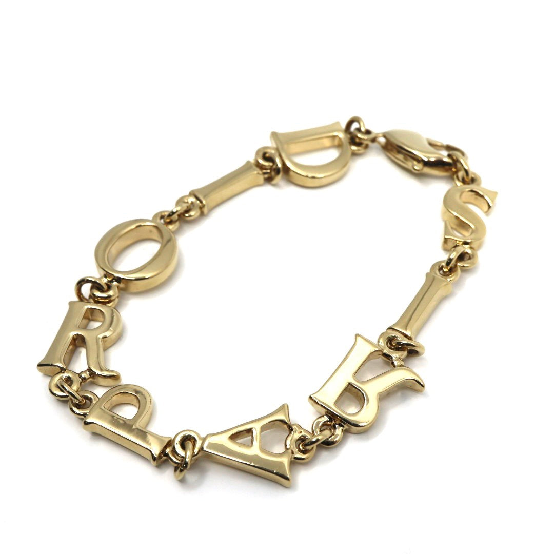 【美品】Christian Dior クリスチャンディオール DIOR PARISロゴ ブレスレット ゴールドカラー GP ヴィンテージジュエリー アクセサリー レディース I4