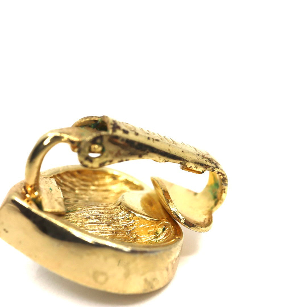 【美品】Christian Dior クリスチャンディオール ハートモチーフ ラインストーン クリスタル イヤリング ゴールドカラー GP ヴィンテージジュエリー アクセサリー レディース I4