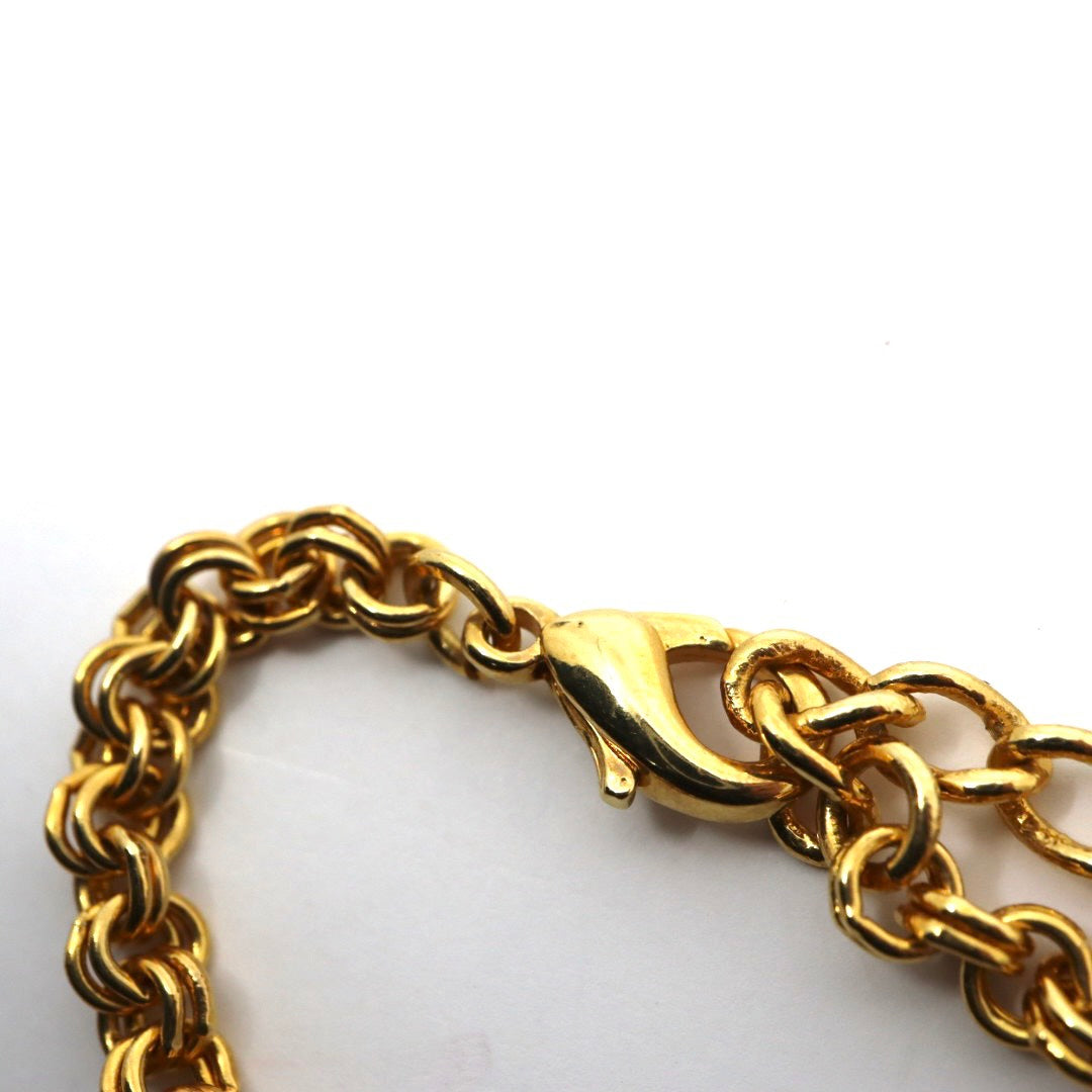 【美品】Christian Dior クリスチャンディオール CDロゴ クリスタル チェーン ネックレス ゴールドカラー GP ペンダント ヴィンテージジュエリー アクセサリー レディース I4