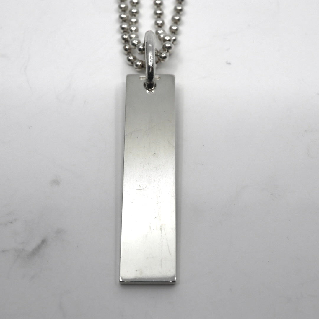 【美品】GUCCI グッチ ロゴプレート バー ネックレス シルバー925 ロング Wチェーン ボールチェーン ペンダント ヴィンテージジュエリー アクセサリー メンズ レディース 箱付き I4