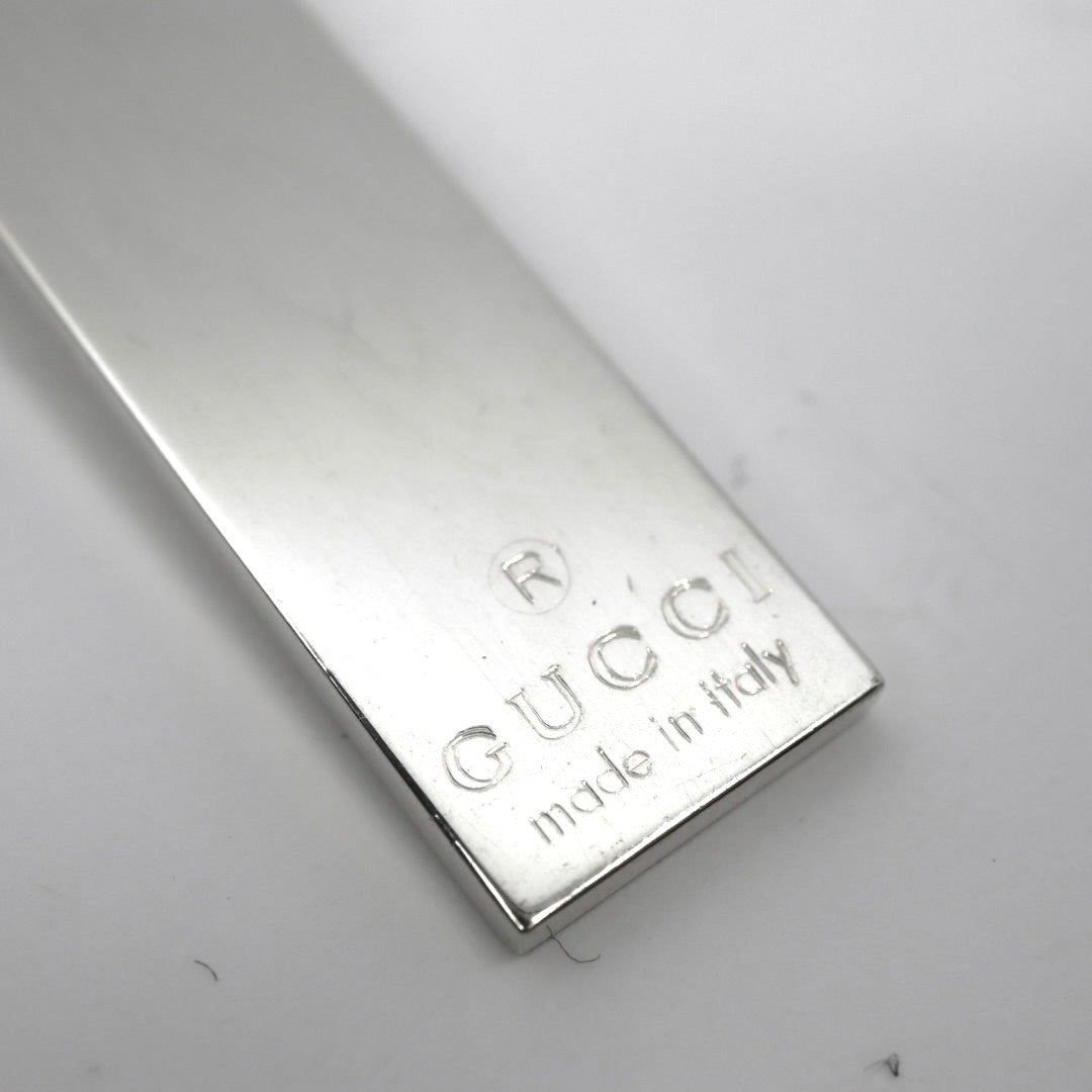 【美品】GUCCI グッチ ロゴプレート バー ネックレス シルバー925 ロング Wチェーン ボールチェーン ペンダント ヴィンテージジュエリー アクセサリー メンズ レディース 箱付き I4