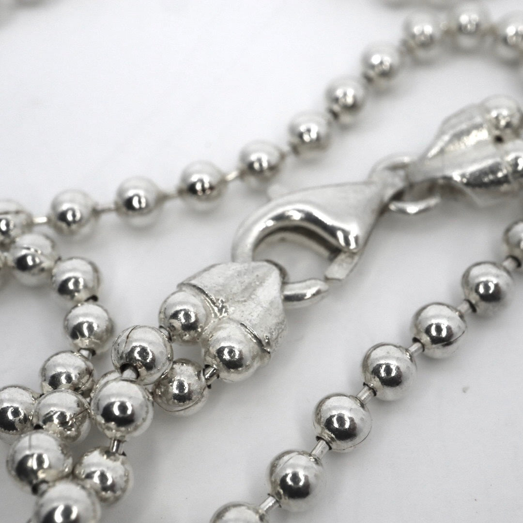 【美品】GUCCI グッチ ロゴプレート バー ネックレス シルバー925 ロング Wチェーン ボールチェーン ペンダント ヴィンテージジュエリー アクセサリー メンズ レディース 箱付き I4