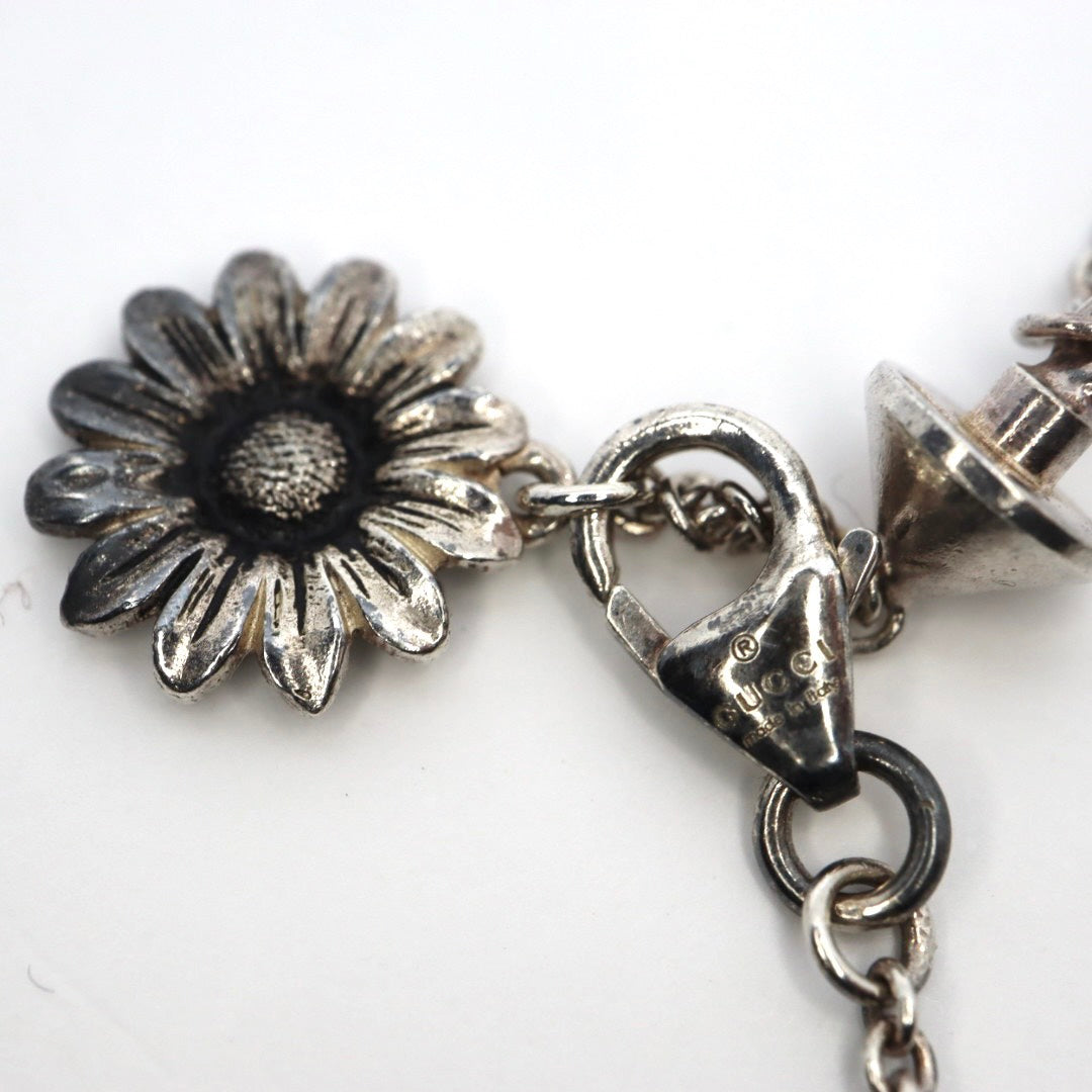 【美品】GUCCI グッチ ダブルG シルバー925 マザーオブパール マーモント フラワーモチーフ ブレスレット ヴィンテージジュエリー アクセサリー レディース I4