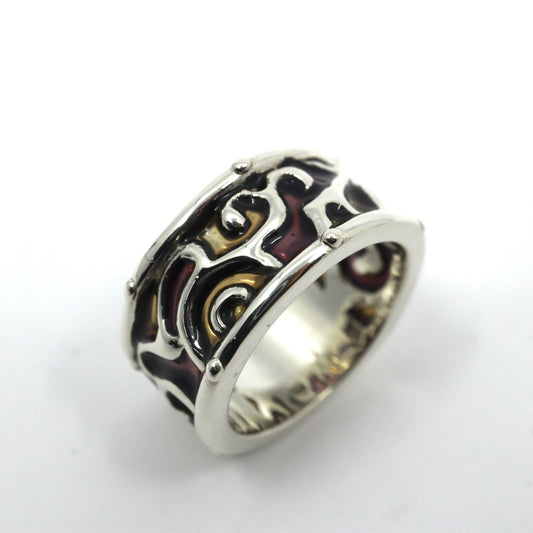 【美品】JeanPaul GAULTIER ジャンポールゴルチエ リング 指輪 12.5号 シルバー925 ワイドリング カットアウト 唐草模様 ヴィンテージジュエリー アクセサリー メンズ レディース I4