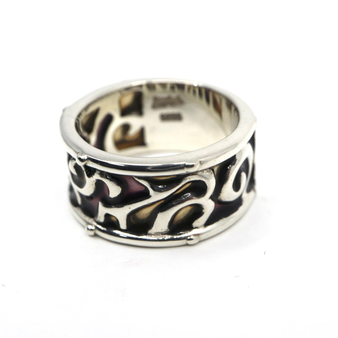 【美品】JeanPaul GAULTIER ジャンポールゴルチエ リング 指輪 12.5号 シルバー925 ワイドリング カットアウト 唐草模様 ヴィンテージジュエリー アクセサリー メンズ レディース I4