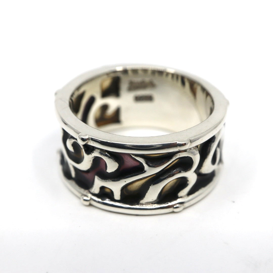 【美品】JeanPaul GAULTIER ジャンポールゴルチエ リング 指輪 12.5号 シルバー925 ワイドリング カットアウト 唐草模様 ヴィンテージジュエリー アクセサリー メンズ レディース I4