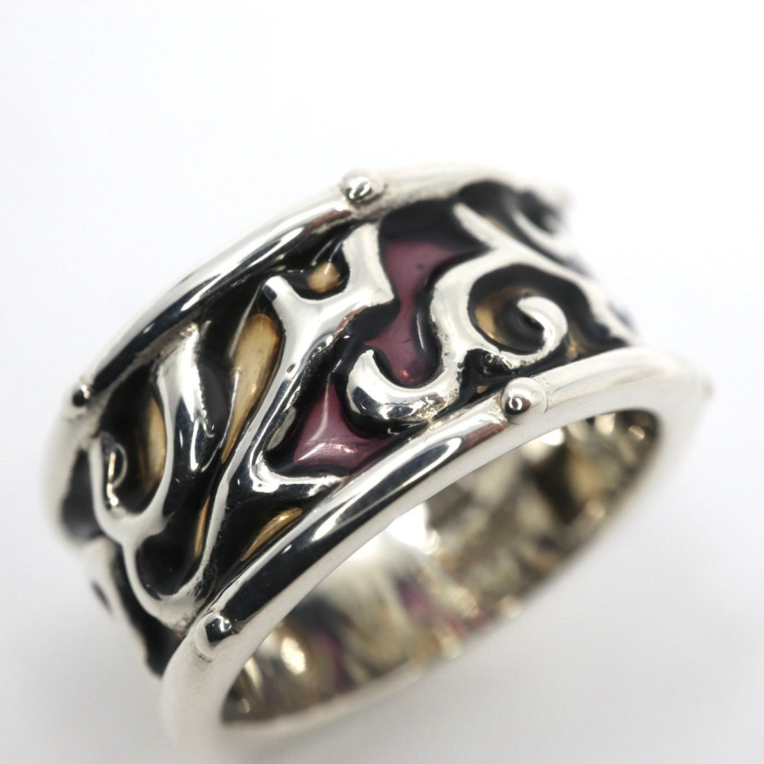 【美品】JeanPaul GAULTIER ジャンポールゴルチエ リング 指輪 12.5号 シルバー925 ワイドリング カットアウト 唐草模様 ヴィンテージジュエリー アクセサリー メンズ レディース I4