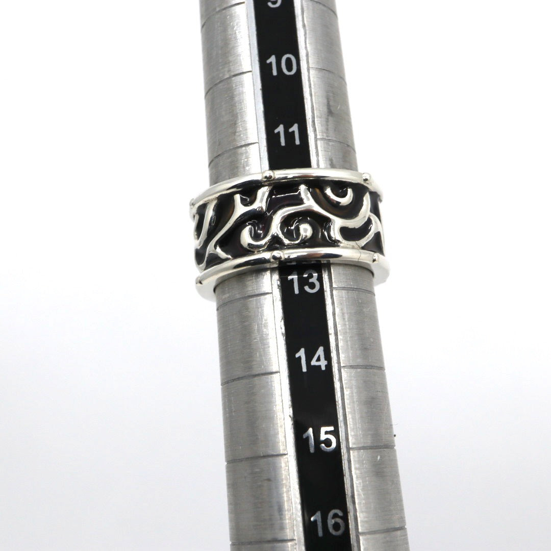 【美品】JeanPaul GAULTIER ジャンポールゴルチエ リング 指輪 12.5号 シルバー925 ワイドリング カットアウト 唐草模様 ヴィンテージジュエリー アクセサリー メンズ レディース I4