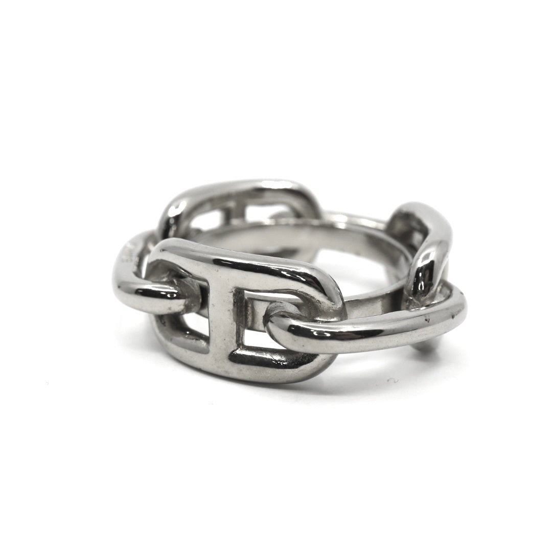 【美品】HERMES エルメス シェーヌダンクル スカーフリング 21号 シルバー レディース I4