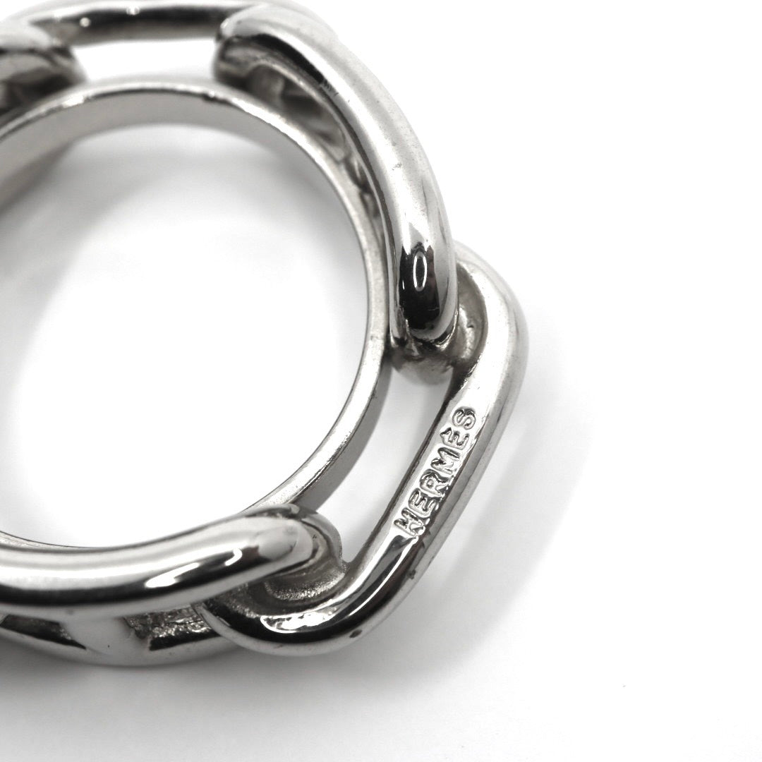 【美品】HERMES エルメス シェーヌダンクル スカーフリング 21号 シルバー レディース I4