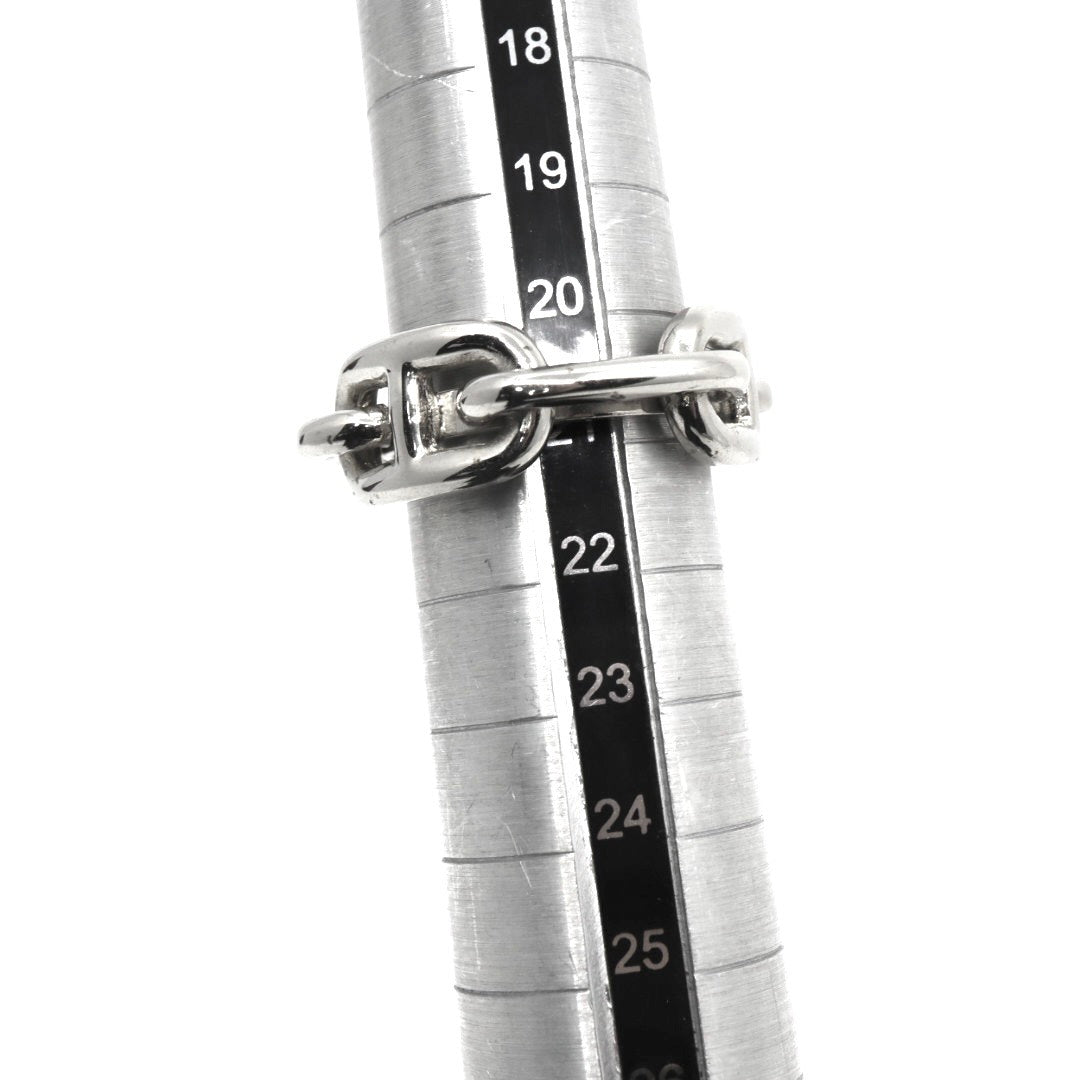 【美品】HERMES エルメス シェーヌダンクル スカーフリング 21号 シルバー レディース I4