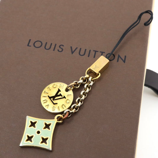 LOUIS VUITTON ルイヴィトン モノグラム フラワー チャーム ストラップ ゴールド金具 エナメル ピンク×グリーン バッグチャーム アクセサリー ヴィンテージ M5