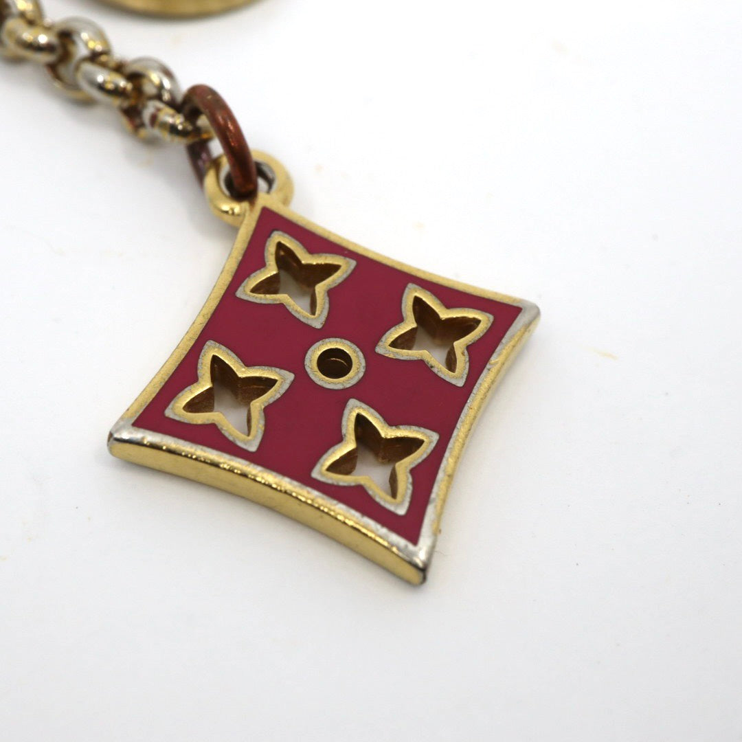 LOUIS VUITTON ルイヴィトン モノグラム フラワー チャーム ストラップ ゴールド金具 エナメル ピンク×グリーン バッグチャーム アクセサリー ヴィンテージ M5