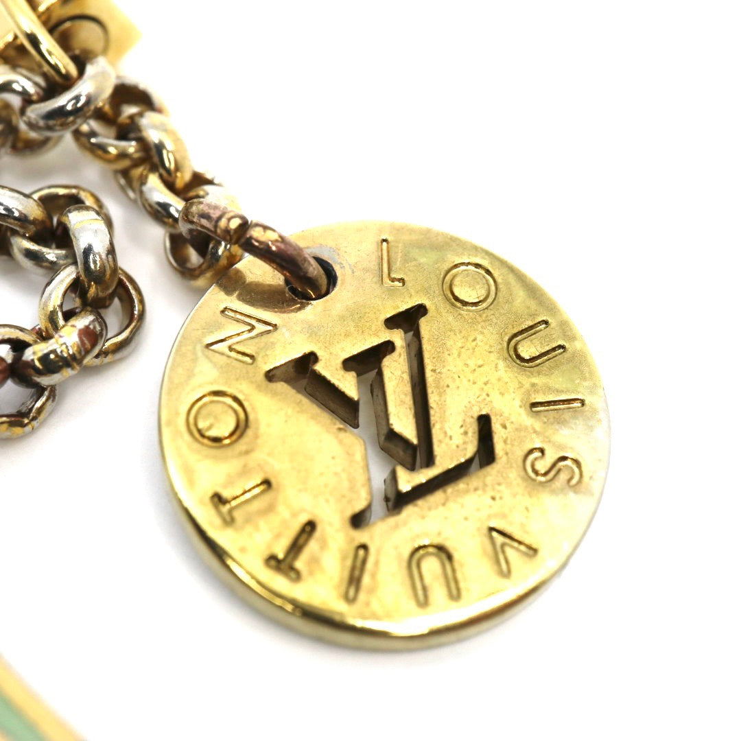 LOUIS VUITTON ルイヴィトン モノグラム フラワー チャーム ストラップ ゴールド金具 エナメル ピンク×グリーン バッグチャーム アクセサリー ヴィンテージ M5