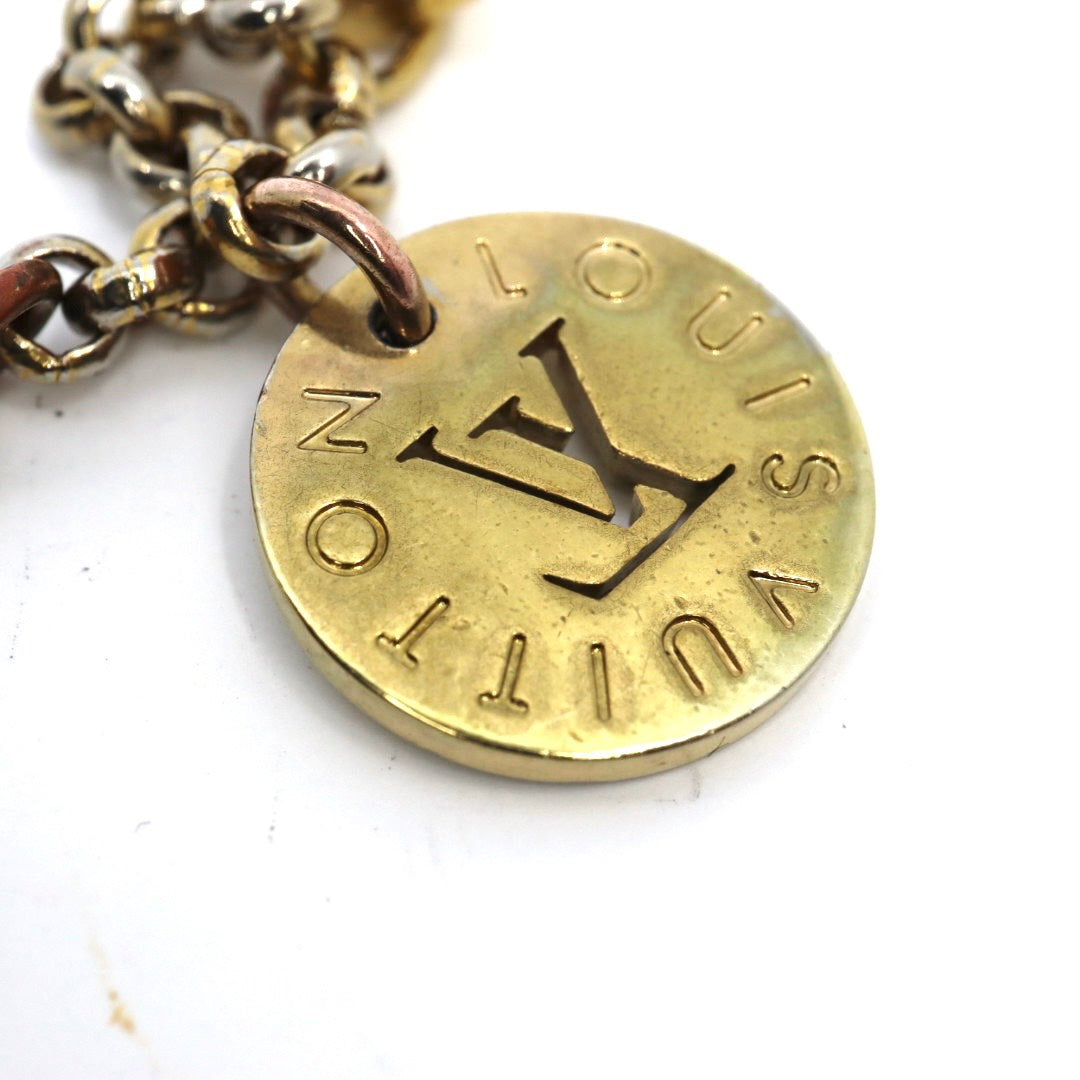 LOUIS VUITTON ルイヴィトン モノグラム フラワー チャーム ストラップ ゴールド金具 エナメル ピンク×グリーン バッグチャーム アクセサリー ヴィンテージ M5